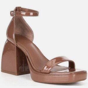 Gianni Bini "Say-So" Brown Patent Leather Ankle Strap Sandals